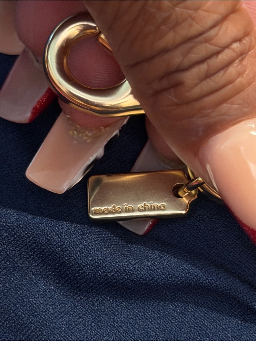 Coach Gold-Tone Heart Keyring with Red Glitter Heart Accent - Picture 4 of 5